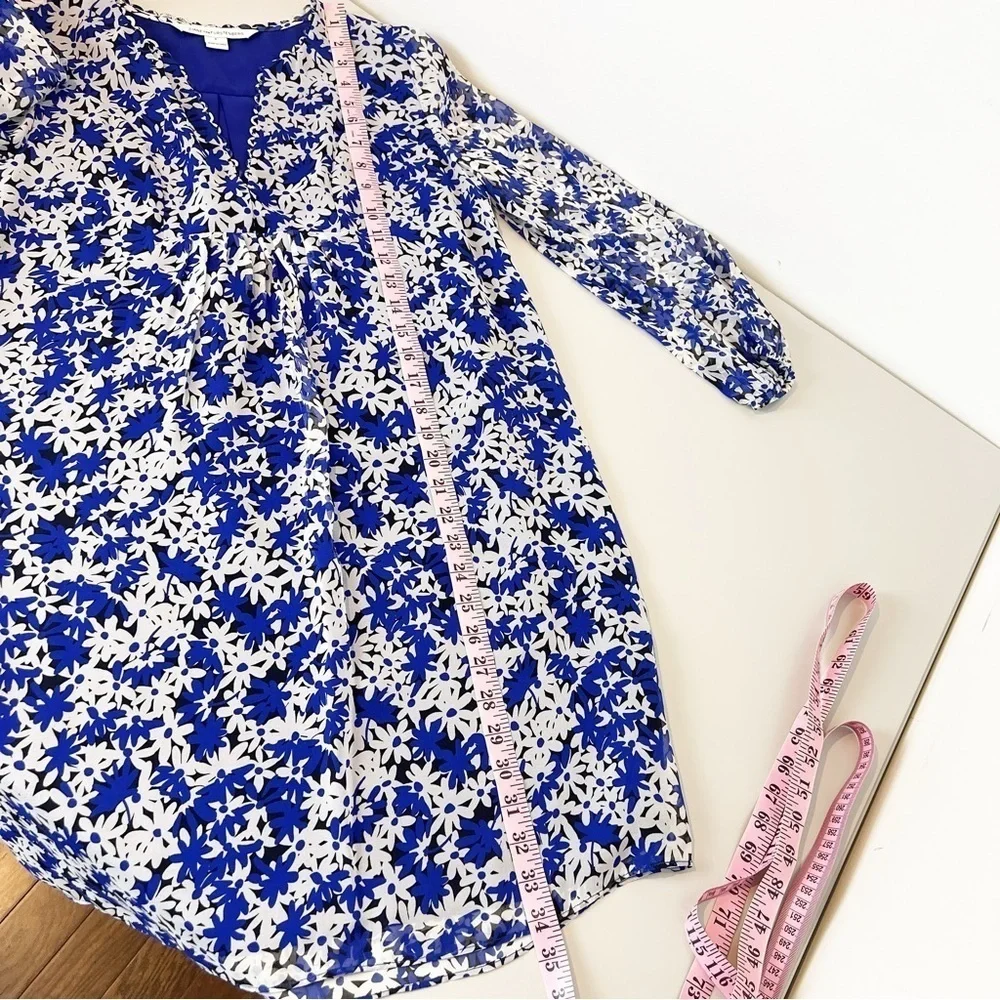 Diane von Furstenberg Aria Printed Silk Tunic Dress Blue Floral size 4 - Picture 11 of 11